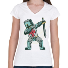 PRINTFASHION Lovag táncoló - Dancing knight - Női V-nyakú póló - Fehér női póló