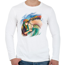 PRINTFASHION Lovaglás - Férfi hosszú ujjú póló - Fehér