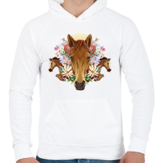 PRINTFASHION Lovak - Férfi kapucnis pulóver - Fehér