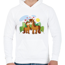 PRINTFASHION Lovak - Férfi kapucnis pulóver - Fehér férfi pulóver, kardigán