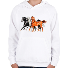 PRINTFASHION Lovak - Gyerek kapucnis pulóver - Fehér gyerek pulóver, kardigán