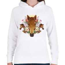 PRINTFASHION Lovak - Női kapucnis pulóver - Fehér női pulóver, kardigán