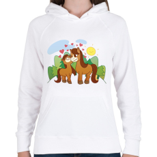 PRINTFASHION Lovak - Női kapucnis pulóver - Fehér