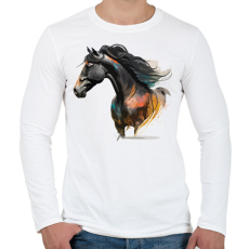 PRINTFASHION Lovas - Férfi hosszú ujjú póló - Fehér