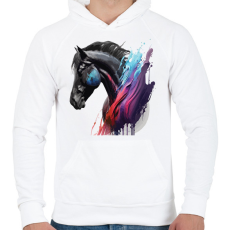 PRINTFASHION Lovas - Férfi kapucnis pulóver - Fehér