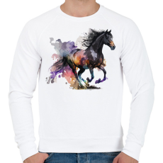 PRINTFASHION Lovas - Férfi pulóver - Fehér