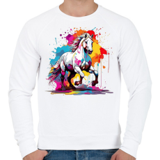 PRINTFASHION Lovas - Férfi pulóver - Fehér