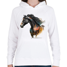 PRINTFASHION Lovas - Női kapucnis pulóver - Fehér női pulóver, kardigán