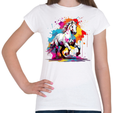 PRINTFASHION Lovas - Női póló - Fehér