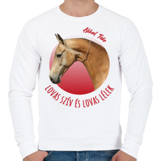 PRINTFASHION Lovas szív - Akhal Teke - Férfi pulóver - Fehér
