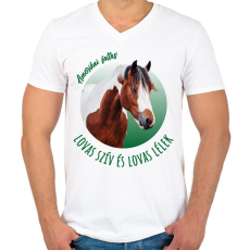 PRINTFASHION Lovas szív - Amerikai foltos - Férfi V-nyakú póló - Fehér