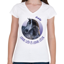 PRINTFASHION Lovas szív - Andalúz - Női V-nyakú póló - Fehér női póló