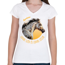 PRINTFASHION Lovas szív - Appaloosa - Női V-nyakú póló - Fehér női póló