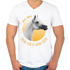 PRINTFASHION Lovas szív - Arab Telivér - Férfi V-nyakú póló - Fehér
