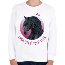 PRINTFASHION Lovas szív - Fríz - Gyerek pulóver - Fehér