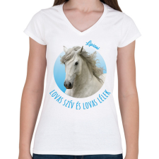 PRINTFASHION Lovas szív - Lipicai - Női V-nyakú póló - Fehér női póló