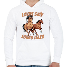 PRINTFASHION Lovas szív, lovas lélek - Férfi kapucnis pulóver - Fehér férfi pulóver, kardigán