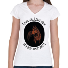 PRINTFASHION Lovas szív Lovas lélek - Női V-nyakú póló - Fehér női póló