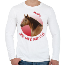 PRINTFASHION Lovas szív - Musztáng - Férfi hosszú ujjú póló - Fehér férfi póló