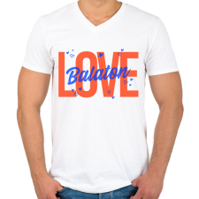 PRINTFASHION Love Balaton 2 - Férfi V-nyakú póló - Fehér férfi póló