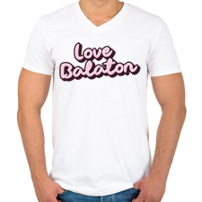 PRINTFASHION Love Balaton - Férfi V-nyakú póló - Fehér férfi póló
