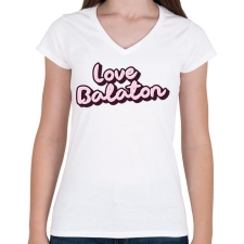 PRINTFASHION Love Balaton - Női V-nyakú póló - Fehér női póló