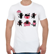 PRINTFASHION Love cats - Férfi póló - Fehér férfi póló