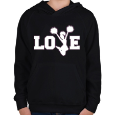 PRINTFASHION Love Cheerleading - Gyerek kapucnis pulóver - Fekete gyerek pulóver, kardigán