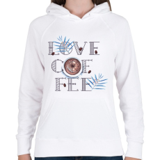 PRINTFASHION Love Coffee - Női kapucnis pulóver - Fehér