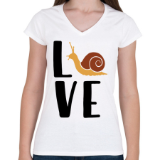 PRINTFASHION Love - csiga - Női V-nyakú póló - Fehér női póló