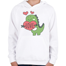 PRINTFASHION Love dínó - Gyerek kapucnis pulóver - Fehér gyerek pulóver, kardigán