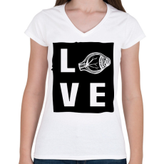PRINTFASHION Love - Eyedoctor - Női V-nyakú póló - Fehér