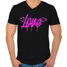 PRINTFASHION love felirat - Férfi V-nyakú póló - Fekete férfi póló