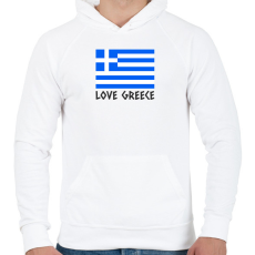 PRINTFASHION LOVE GREECE - Férfi kapucnis pulóver - Fehér