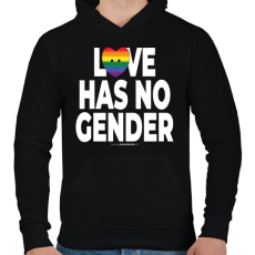 PRINTFASHION Love has no gender - humanista grafika - LMBT / LMBTQI (126) - Férfi kapucnis pulóver - Fekete