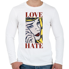 PRINTFASHION Love, Hate - Pop art - Férfi hosszú ujjú póló - Fehér
