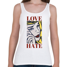 PRINTFASHION Love, Hate - Pop art - Női atléta - Fehér női trikó