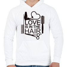 PRINTFASHION Love is in the HAIR - Férfi kapucnis pulóver - Fehér férfi pulóver, kardigán