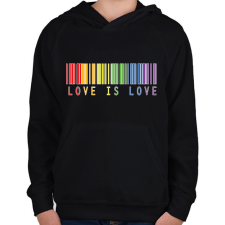 PRINTFASHION Love is love - Gyerek kapucnis pulóver - Fekete gyerek pulóver, kardigán