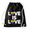 PRINTFASHION LOVE IS LOVE - humanista - LMBT / LMBTQI (127) - Sportzsák, Tornazsák - Fekete