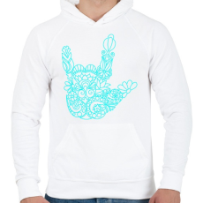 PRINTFASHION Love jel - Férfi kapucnis pulóver - Fehér