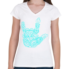PRINTFASHION Love jel - Női V-nyakú póló - Fehér női póló