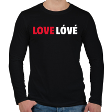 PRINTFASHION LOVE LÓVÉ - Férfi hosszú ujjú póló - Fekete férfi póló