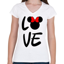 PRINTFASHION Love Minnie - Női V-nyakú póló - Fehér női póló