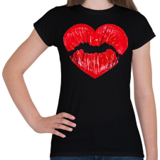 PRINTFASHION Love Mouth Kiss - Női póló - Fekete női póló