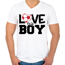 PRINTFASHION Love my boy - Férfi V-nyakú póló - Fehér