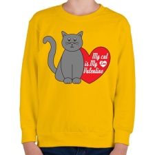 PRINTFASHION Love my cat - Gyerek pulóver - Sárga gyerek pulóver, kardigán