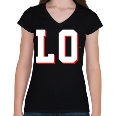 PRINTFASHION Love páros minta szerelem - Női V-nyakú póló - Fekete