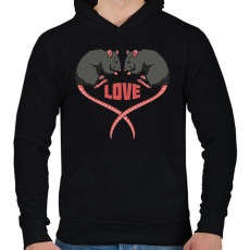 PRINTFASHION Love - Patkány - Férfi kapucnis pulóver - Fekete