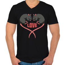 PRINTFASHION Love - Patkány - Férfi V-nyakú póló - Fekete